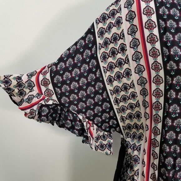 JOSIE NATORI NEW Women's Floral Print Robe Loungewear Short Sleeve Rayon Size S - Picture 8 of 13